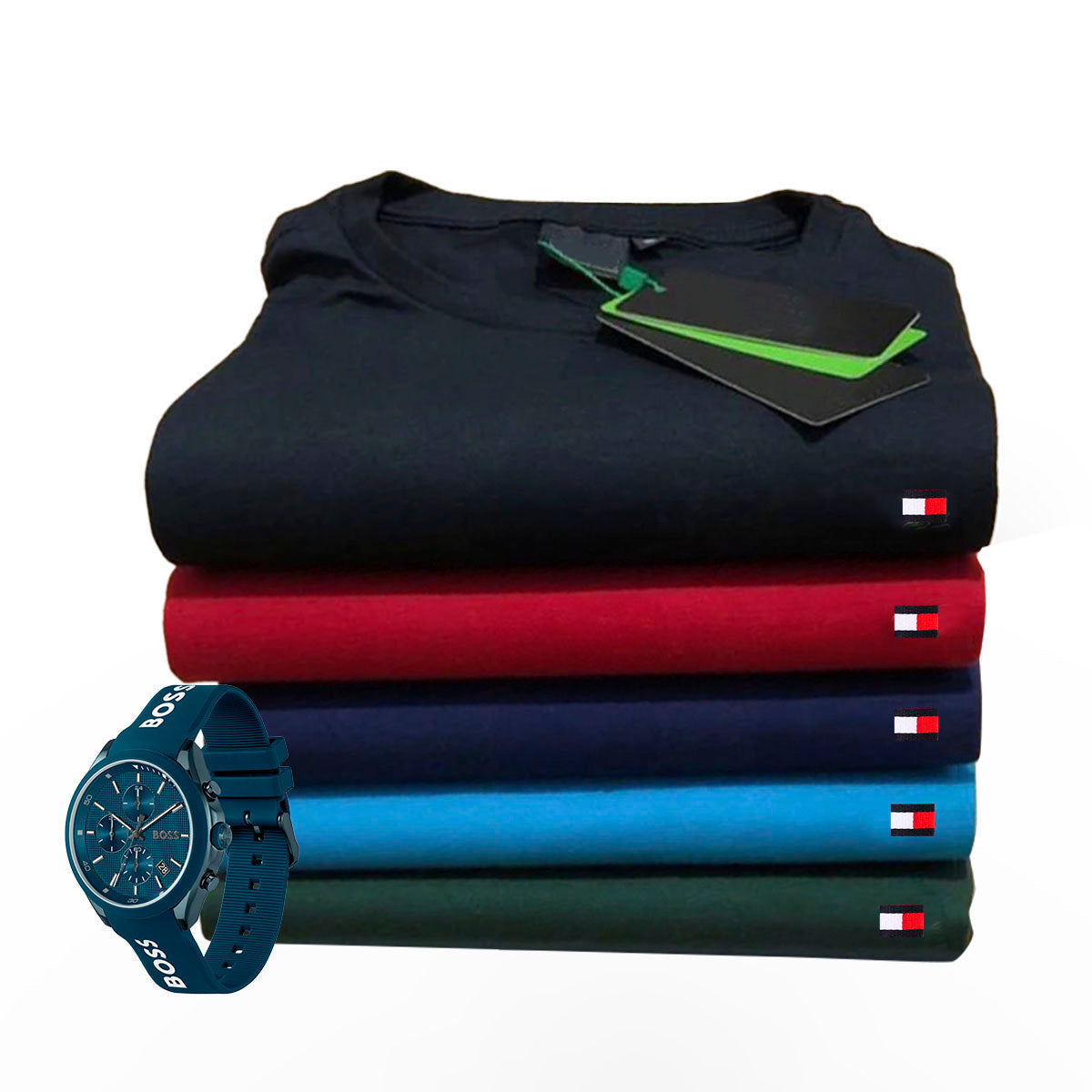 [KIT TOMMY SHIRTS [PAY 2 GET 5] + WATCH